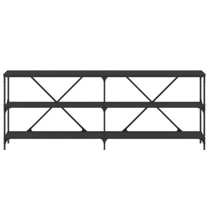 Конзолна маса, черна, 200x30x75 см, инженерно дърво и желязо