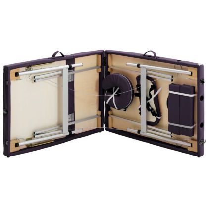 Сгъваема масажна кушетка, 3 зони, алуминий, лилава