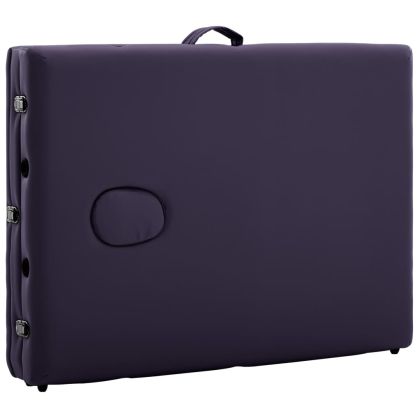 Сгъваема масажна кушетка, 3 зони, алуминий, лилава