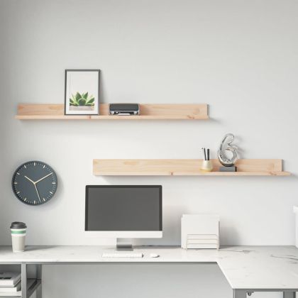 Стенни рафтове 2 бр 110x11x9 см масивно борово дърво