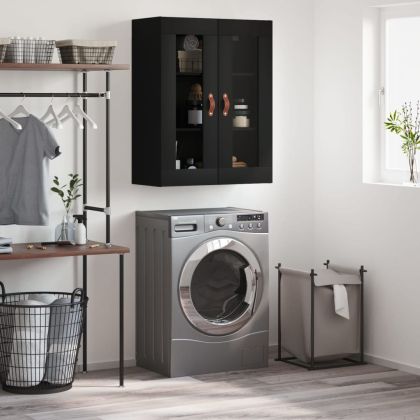 Стенен шкаф черен 69,5x34x90 см