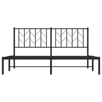 Метална рамка за легло с горна табла, черна, 160x200 см