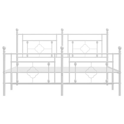 Метална рамка за легло с горна и долна табла, бяла, 160x200 см
