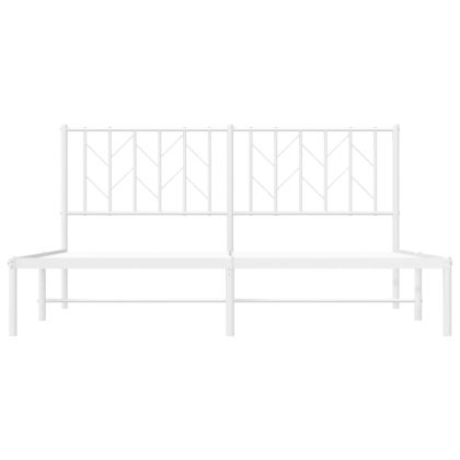 Метална рамка за легло с горна табла, бяла, 160x200 см