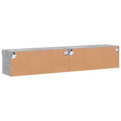 ТВ шкафове с LED осветление 2 бр бетонно сиви 80x30x30 см