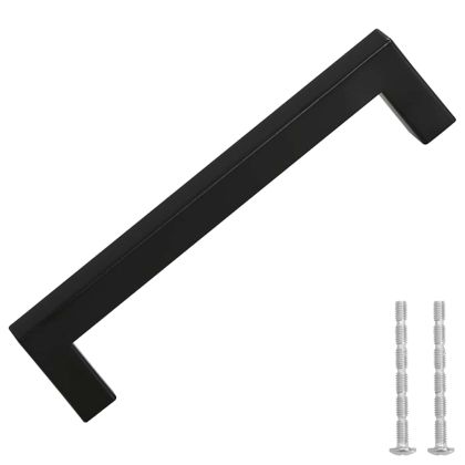 Дръжки за шкафове, 10 бр, черни, 128 мм, неръждаема стомана