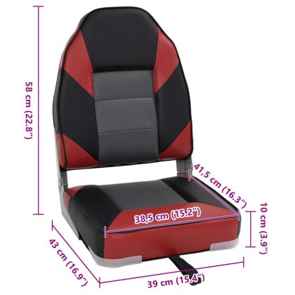 Седалка за лодка с висока облегалка, сгъваема, 39x43x58 см