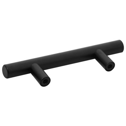 Дръжки за шкафове, 10 бр, черни, 64 мм, неръждаема стомана
