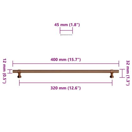 Дръжки за шкафове, 5 бр, бронз, 320 мм, неръждаема стомана