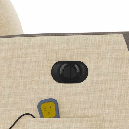 Електрически масажен реклайнер стол, кремав, текстил