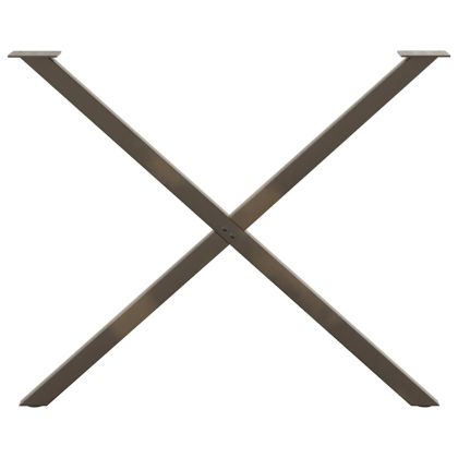 Крака за трапезна маса, X-образни, 2 бр., естествена стомана, 90 x (72-73) см, стомана