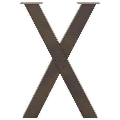 Крака за трапезна маса, X-образни, 2 бр., естествена стомана, 50 x (72-73) см, стомана