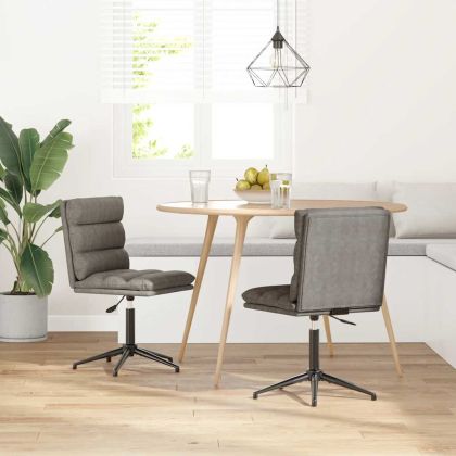 Трапезни столове, 2 бр, сиви, изкуствена кожа