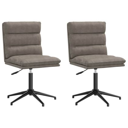 Трапезни столове, 2 бр, сиви, изкуствена кожа