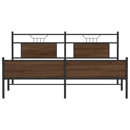 Метална рамка за легло, без матрак, кафяв дъб, 160x200 см