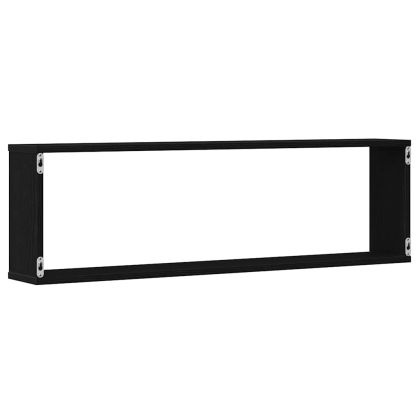 стенни кубични рафтове 2 бр. черен дъб 100x15x30 cm