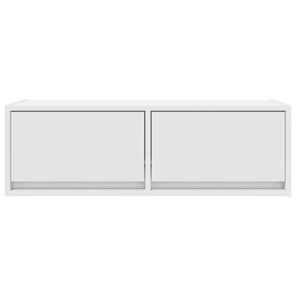 ТВ шкаф, бял, 80x31x25,5 см, инженерно дърво