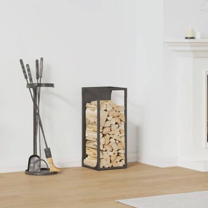 Стойка за дърва за огрев черна 25x25x60 cm
