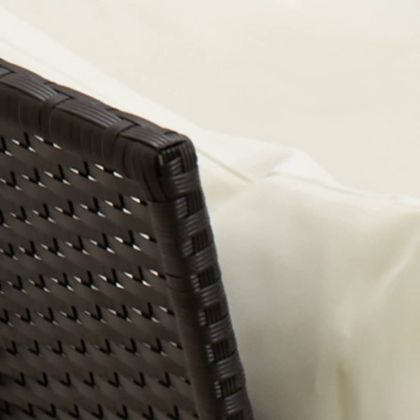 Градински комплект с възглавници, 3 части, черен полиратан