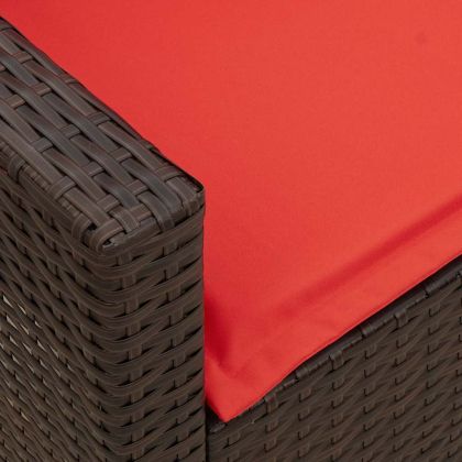 Градински диван с възглавници кафяв полиратан