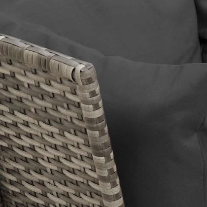 Градински комплект с възглавници, 3 части, сив, полиратан