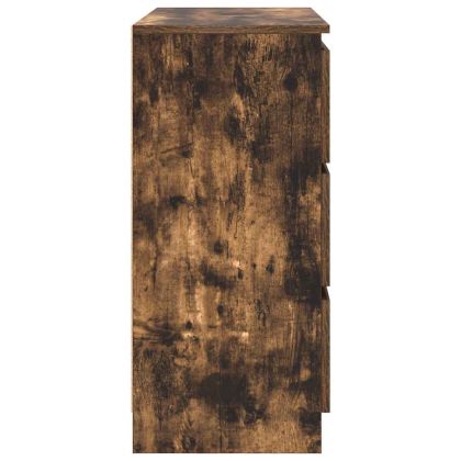 Сайдборд, опушен дъб, 80x35x76 см, инженерно дърво