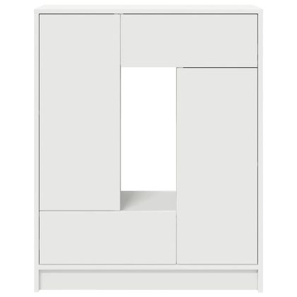 Бюфет с чекмеджета и вратички, бял, 73x31x90 см