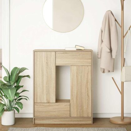 Бюфет с чекмеджета и вратички, дъб сонома, 73x31x90 см