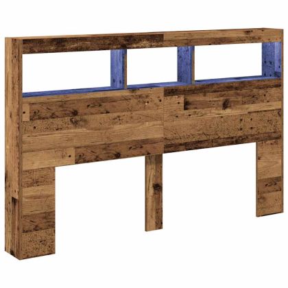 Табла шкаф с LED, Старо дърво, 160x17x102 см