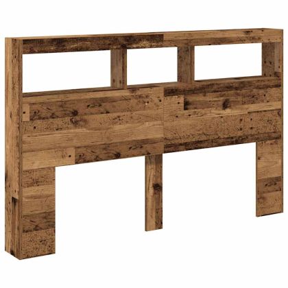 Табла шкаф с LED, Старо дърво, 160x17x102 см