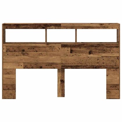 Табла шкаф с LED, Старо дърво, 160x17x102 см