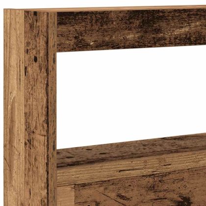 Табла шкаф с LED, Старо дърво, 160x17x102 см