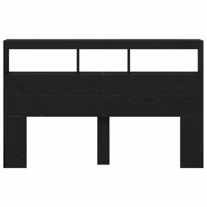 Табла шкаф с LED, черен дъб, 160x17x102 см