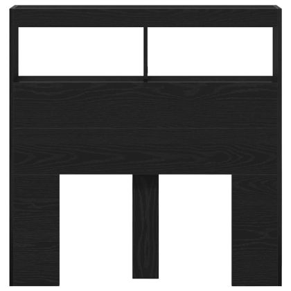 Табла шкаф с LED, черен дъб, 100x17x102 см