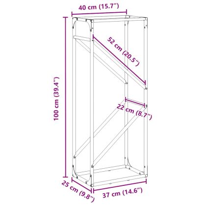 Стойка за дърва за огрев маслиненозелена 40x25x100 см