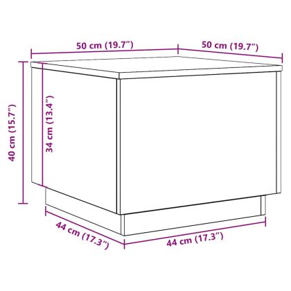 Маса за кафе с LED осветление, черна дъб, 50x50x40 см