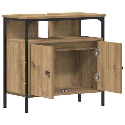 Шкаф за мивка за баня, дъб артизан, 60x30x60см, инженерно дърво