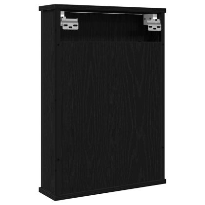 Огледален шкаф за баня черен дъб 42x12x60 см инженерно дърво