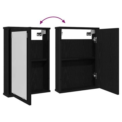 Огледален шкаф за баня черен дъб 42x12x60 см инженерно дърво