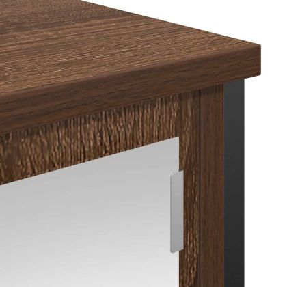 Стенен шкаф за баня с огледало кафяв дъб 60x21x60 cm