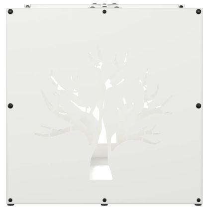 Стойка за дърва, бяла, 40x40x40 см, студеновалцувана стомана