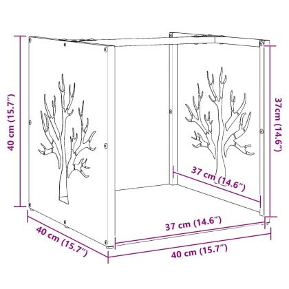 Стойка за дърва, бяла, 40x40x40 см, студеновалцувана стомана