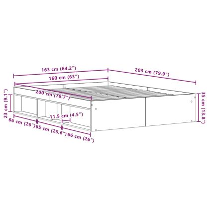 Рамка за легло без матрак Черен дъб 160x200 см инженерно дърво