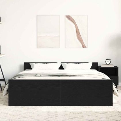 Рамка за легло без матрак Черен дъб Инженерна дървесина