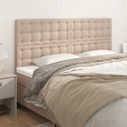 Табла за легло, цвят капучино, 160x5x118/128 см, изкуствена кожа