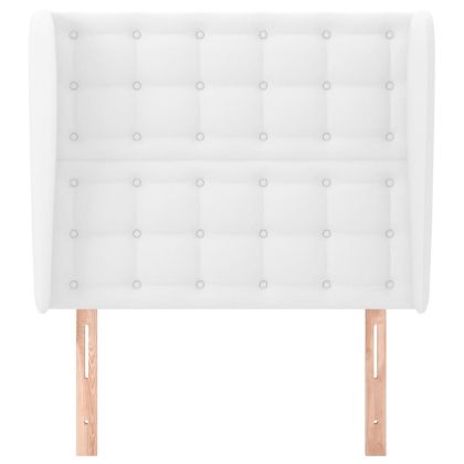 Горна табла с уши, бяла, 83x23x118/128 см, изкуствена кожа