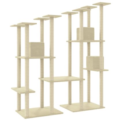 Котешко дърво със сизалени стълбове, кремаво, 174 см