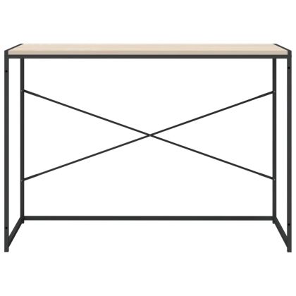 Компютърно бюро, черно и дъб, 110x60x70 см, инженерно дърво