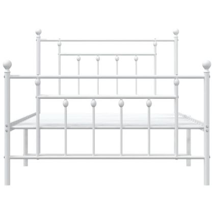 Метална рамка за легло с горна и долна табла, бяла, 100x200 см