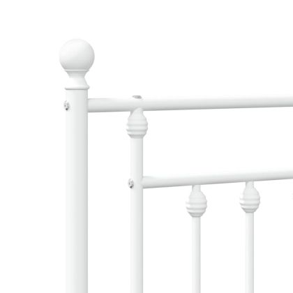 Метална рамка за легло с горна и долна табла, бяла, 100x200 см